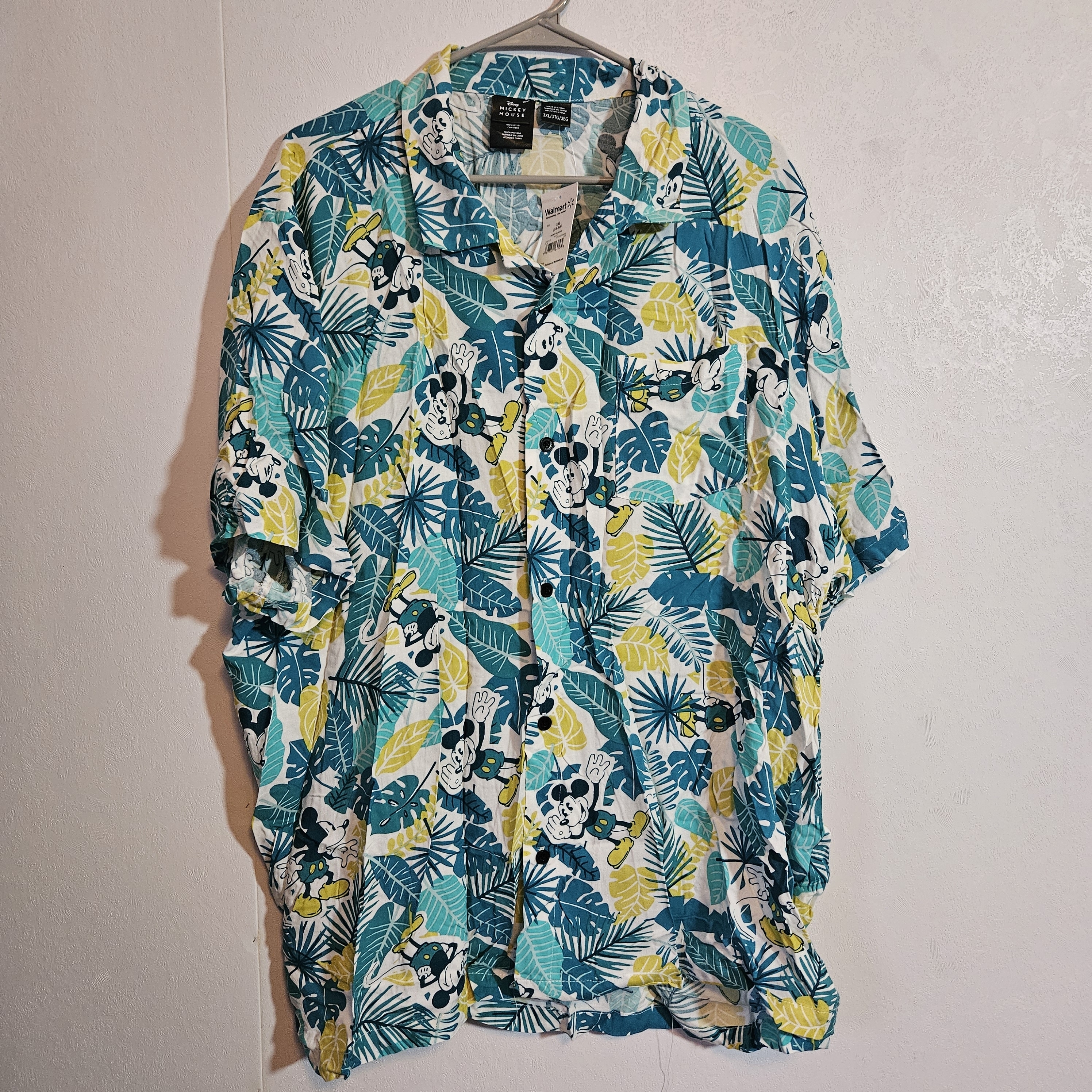 Disney Mickey Mouse Leafy Blue And Yellow Shirt